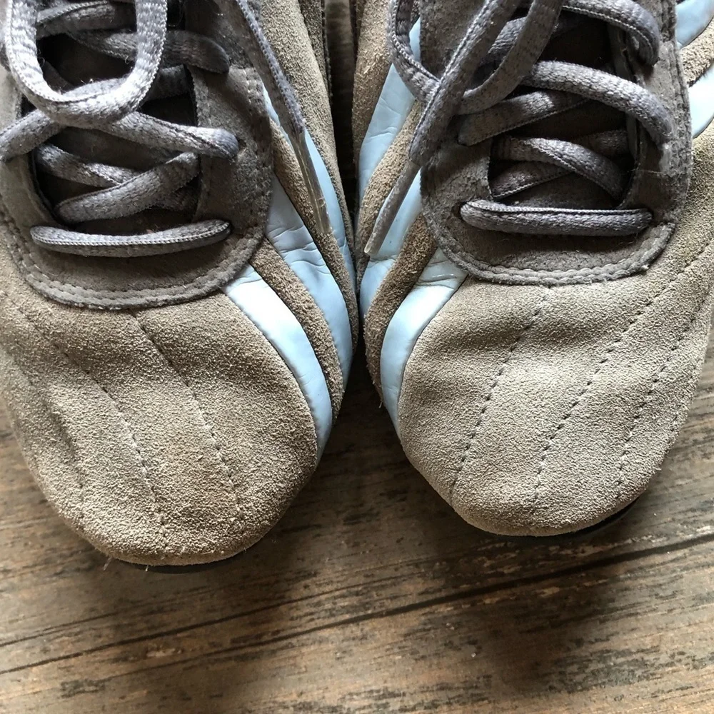 Adidas grey with baby blue three stripe shoe size 5.5